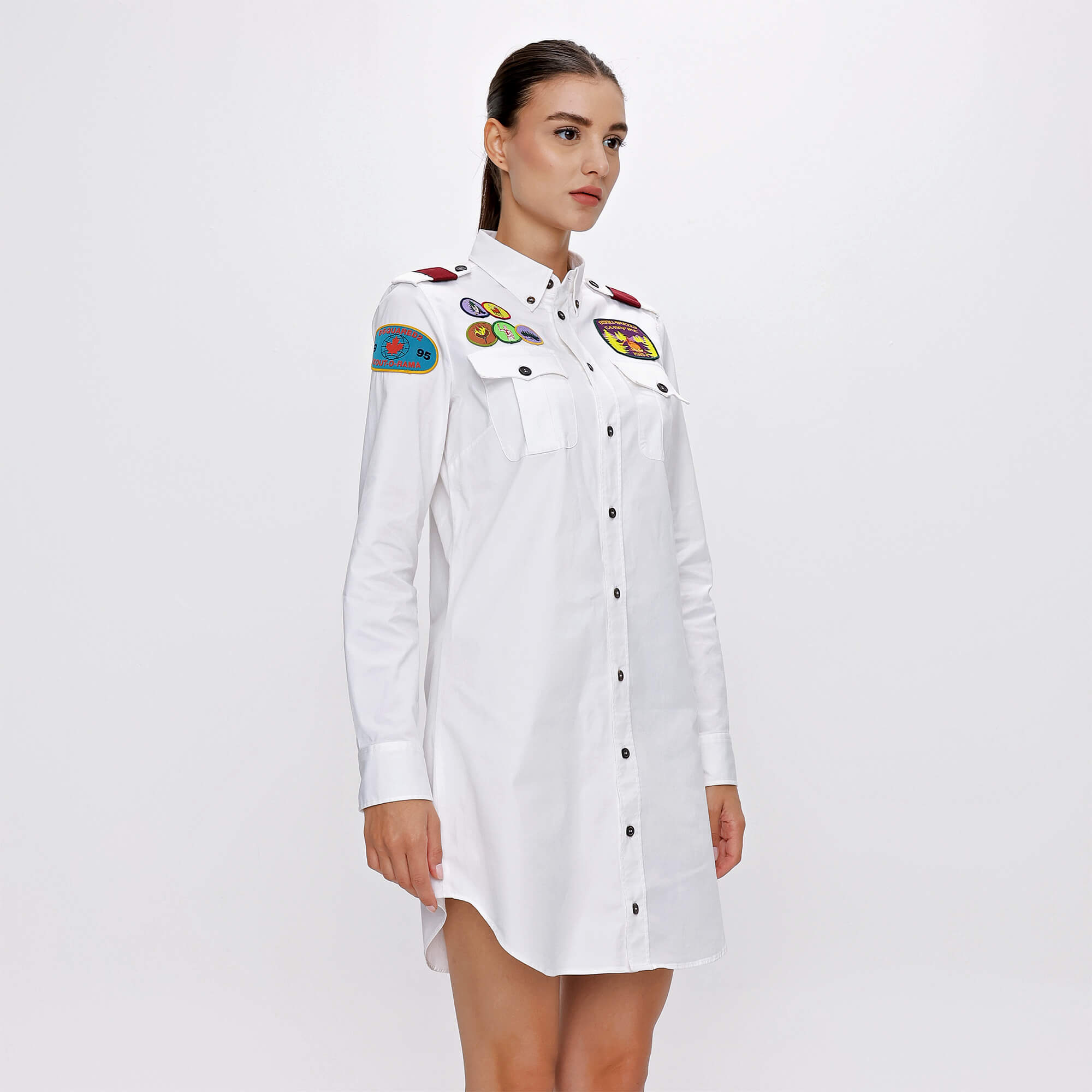 Dsquared - White Cotton Patch Detail Shirt&Dress